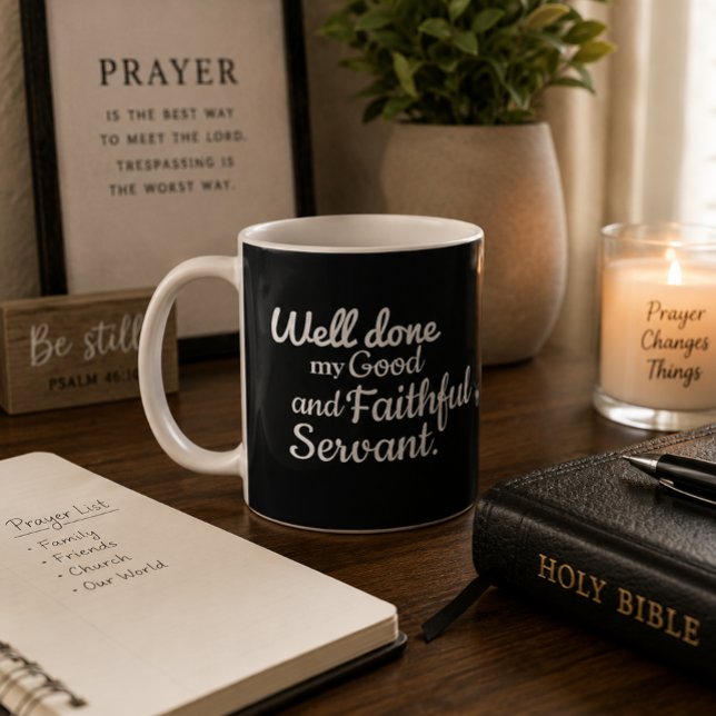Caneca De Café 'Bem Feito' Fé Mateus 25:23 Devoção Matinal  (Criador carregado)