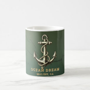 Caneca De Café Bem-vindo a bordo personalizado náutico, âncora do