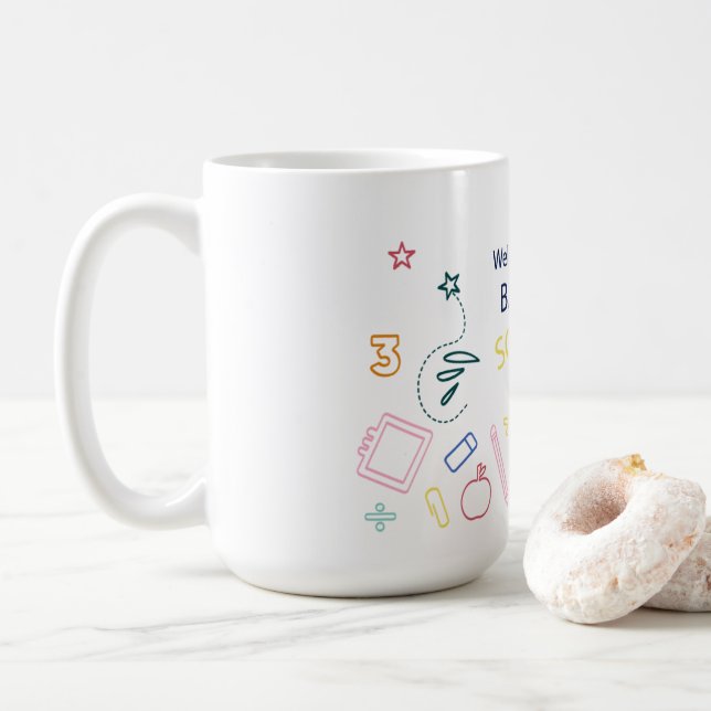 Caneca De Café Bem-Vindo À Escola (Com Donut)