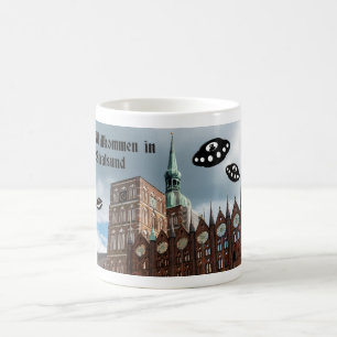 Caneca De Café Bem-vindo a Stralsund. Visitantes extraterrestres