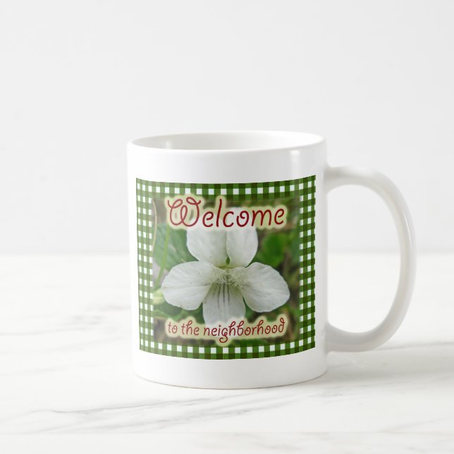Caneca De Café Bem-vindo ao Violet Branco da Vizinhança (Direita)