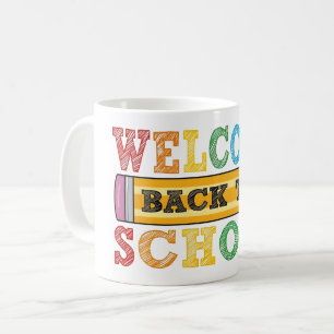 Caneca De Café Bem-vindo de Volta à Escola – Ilustração de Lápis
