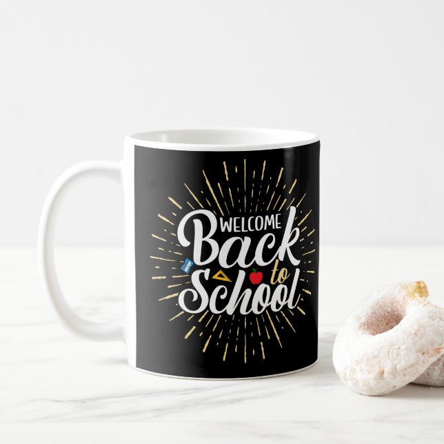 Caneca De Café Bem-vindo de Volta à Escola Primeiro Dia de Aula (Com Donut)