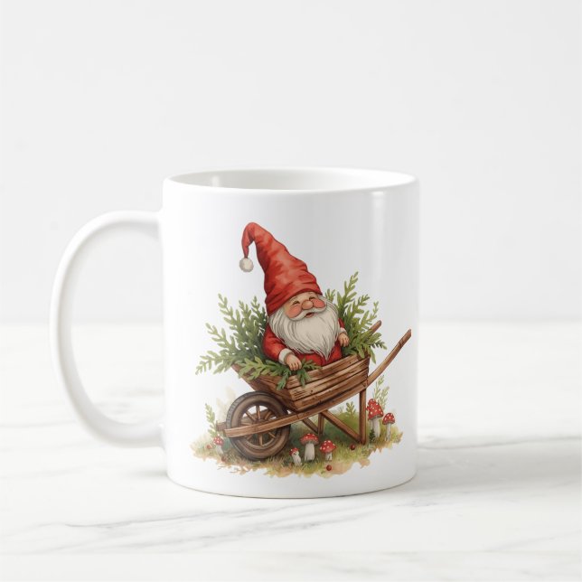 Caneca De Café Bem-vindo Natal Árvores de Natal & Gnomo  (Esquerda)