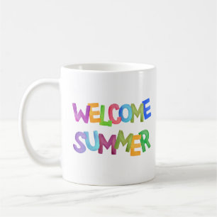 Caneca De Café bem-vindo verão tipografia colorida de férias