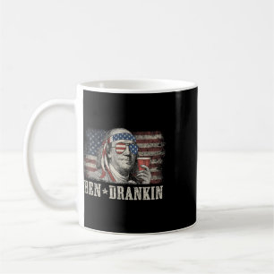 Caneca De Café Ben Drankin Beer 4 de Julho Bandeira Vintage Engra