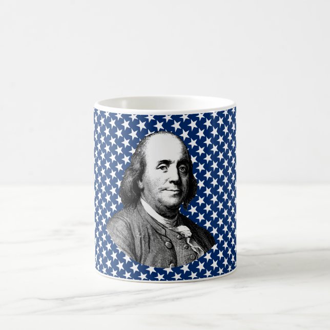 Caneca De Café Ben Franklin com fundo das estrelas (Centro)
