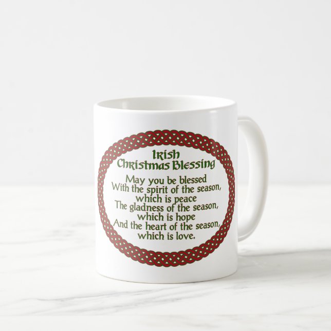 Caneca De Café Bênção irlandesa do Natal, feriado celta verde (Frente Esquerda)