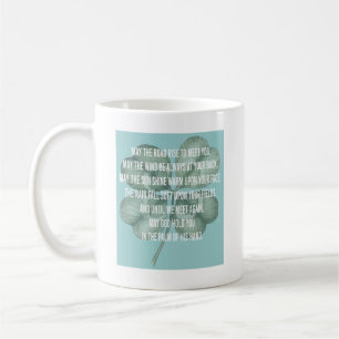 Caneca De Café Bênção Irlandesa Tradicional com Desenho de Trevo