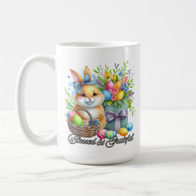 Caneca de Café Bênçãos da Páscoa - Abençoado e Gra (Esquerda)