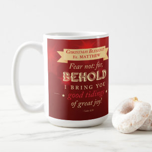 Caneca De Café Bênçãos de Natal do Padre Estrelas Vermelhas e Dou