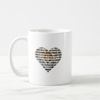 Caneca De Café Bengal Tiger Endangered Distressed Heart Lover Cat