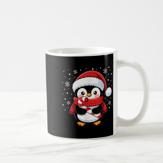 Caneca De Café Bengala de Natal de Pinguim Inverno Menina B (Direita)