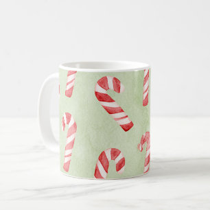 Caneca De Café Bengalas de Doces Verdes Vermelhas Brancas
