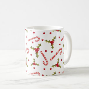 Caneca De Café Bengalas e Azevinho Padrão Perfeito