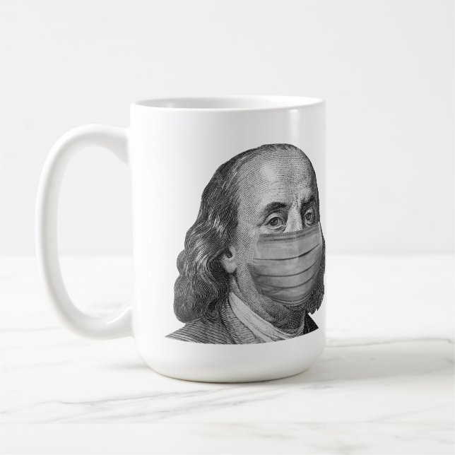 Caneca De Café Benjamin Franklin na máscara (Esquerda)