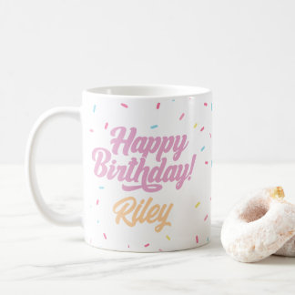 Caneca De Café Berbequetes Rosa e Arco-Íris Personalizáveis Anive