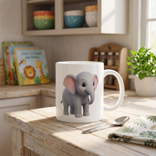 Caneca De Café Berçário de Elefante Bebê Fofo Desenho Animado