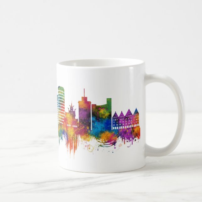 Caneca De Café Bergen Norway Skyline (Direita)