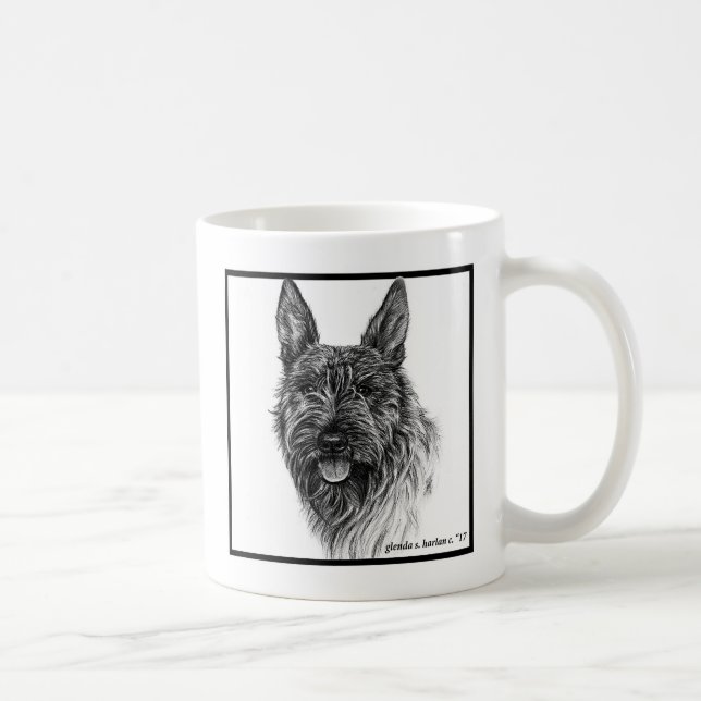 Caneca De Café Berger Picard Dog Art de Glenda Harlan (Direita)