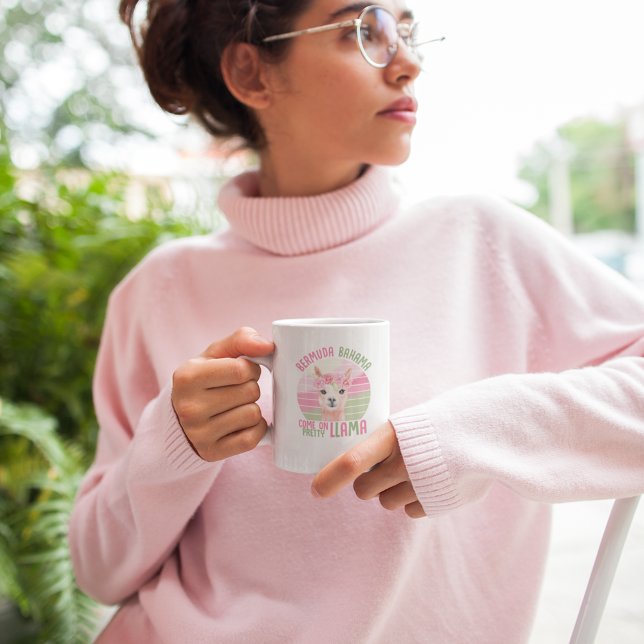 Caneca De Café Bermudas Bahama Venha Bonito Llama Engraçado (Criador carregado)