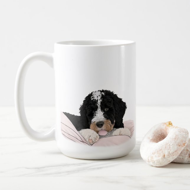 Caneca De Café Bernedoodle Bernese Dog Mãe Café Dama de chá (Com Donut)
