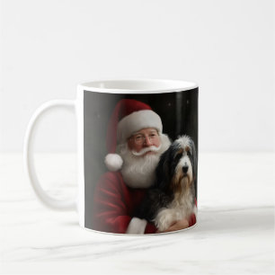 Caneca De Café Bernedoodle com Papai Noel Natal Festivo