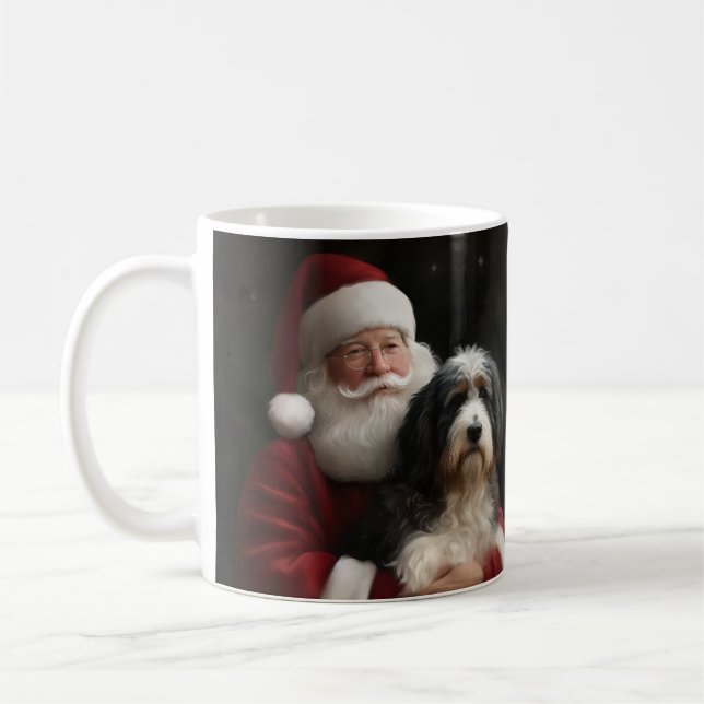 Caneca De Café Bernedoodle com Papai Noel Natal Festivo (Esquerda)