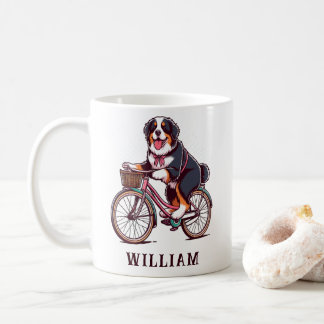 Caneca De Café Bernese Dog Biker, nome personalizado da aventura 