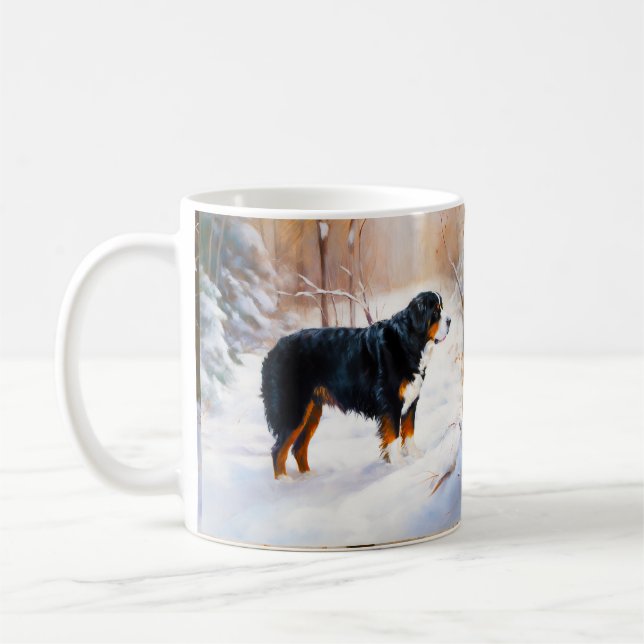 Caneca De Café Bernese Mountain Deixe-o nevar no Natal (Esquerda)