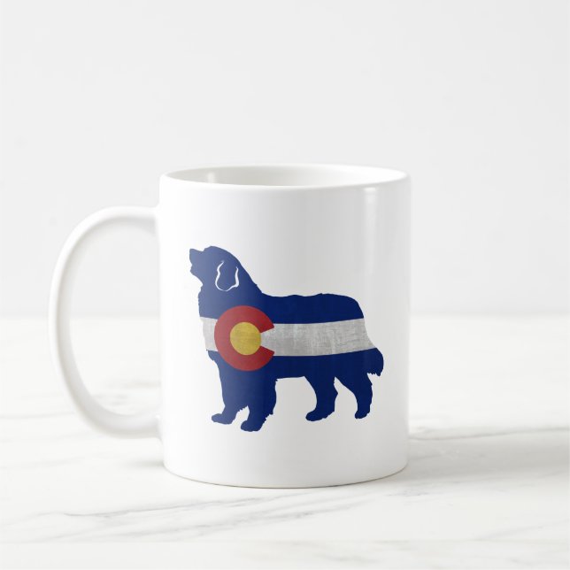 Caneca De Café Bernese Mountain Dog Colorado Flag Silhouette (Esquerda)