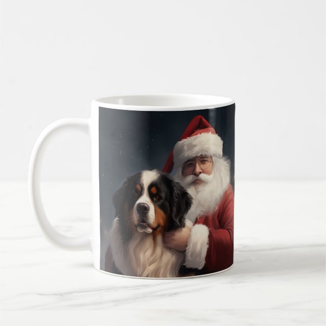 Caneca De Café Bernese Mountain Dog Papai Noel Natal Festivo (Esquerda)