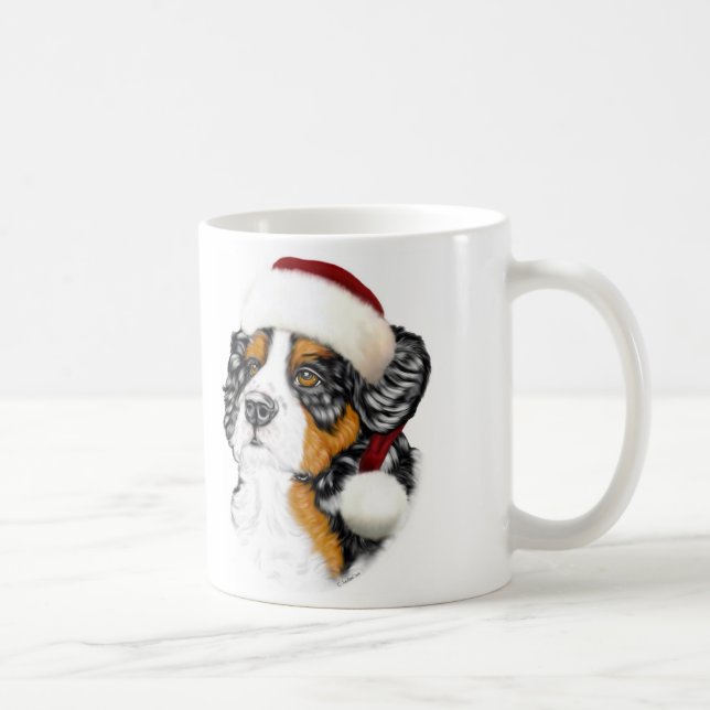 Caneca De Café Bernese Mountain Dog Papai noel Pup (Direita)