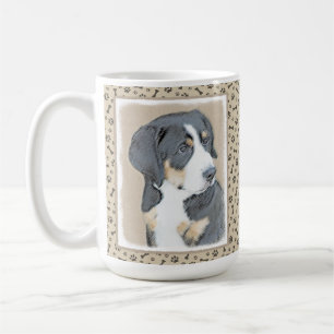 Caneca De Café Bernese Mountain Dog Puppy Painting - Arte Origina