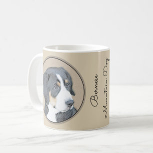 Caneca De Café Bernese Mountain Dog Puppy Painting - Arte Origina