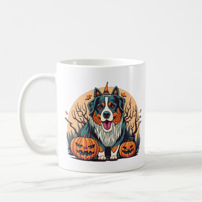 Caneca De Café Bernese Mountain Dog Spooky Halloween (Esquerda)