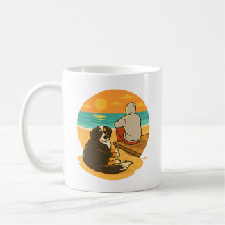 Caneca De Café Bernese Mountain Dog Sunset Beach Companion