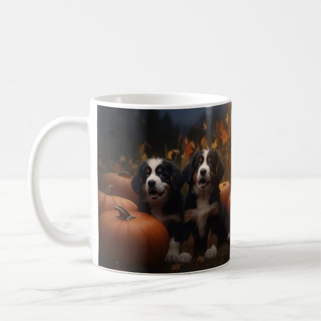 Caneca De Café Bernese Mountain Puppy Autumn Delight Pumpkin (Esquerda)