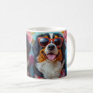 Caneca De Café Bernese Mountain with Heart Rosa Dia de os namorad