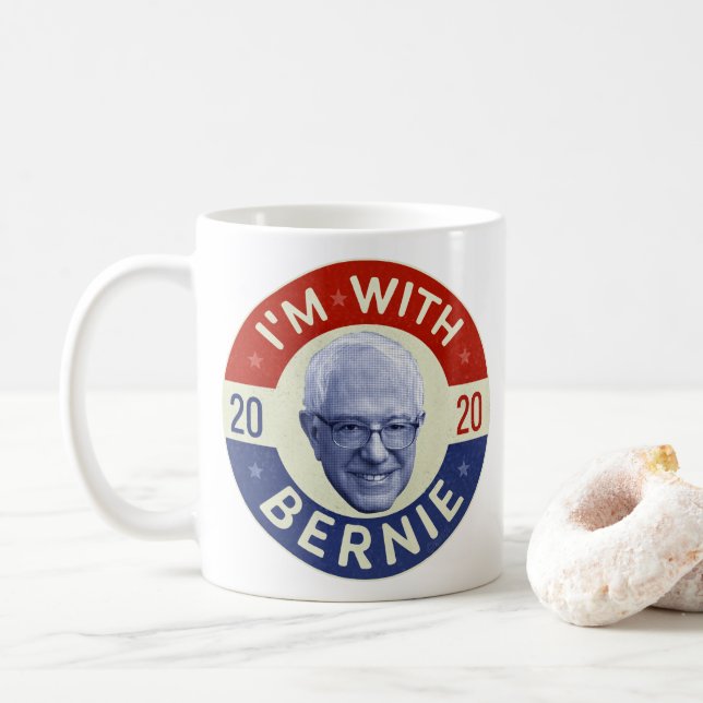 Caneca De Café Bernie Sanders Presidente 2020 Foto Retro Democrat (Com Donut)
