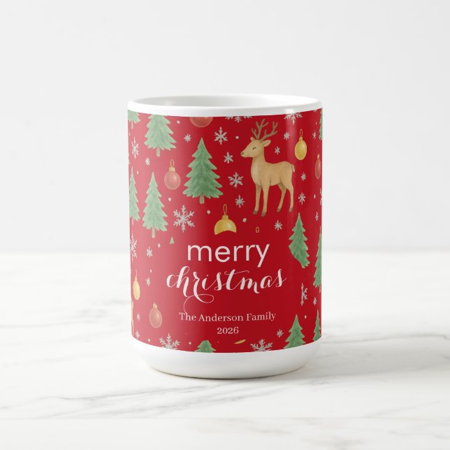 Caneca De Café Berrendas de Aquarela e Árvore de Natal - (Centro)