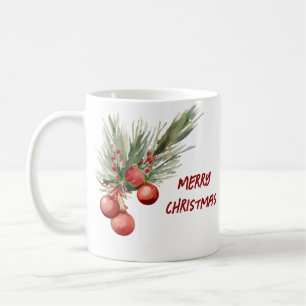 Caneca De Café Berries de Natal com Aquarela