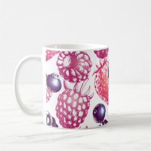 Caneca De Café Berries Frescos: Fundo Colorido Vintage.