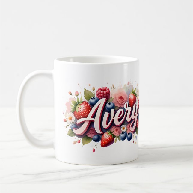 Caneca De Café Berry Floral Name Mug - Avery Personalizado (Esquerda)