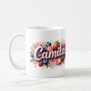 Caneca De Café Berry Floral Nome Personalizado Mug - Camila