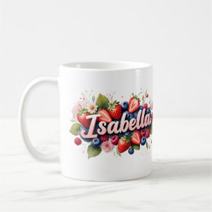 Caneca De Café Berry Floral Nome Personalizado Mug - Isabella
