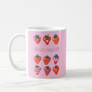 Caneca De Café Berry Fond of You Illustrated Strawberry