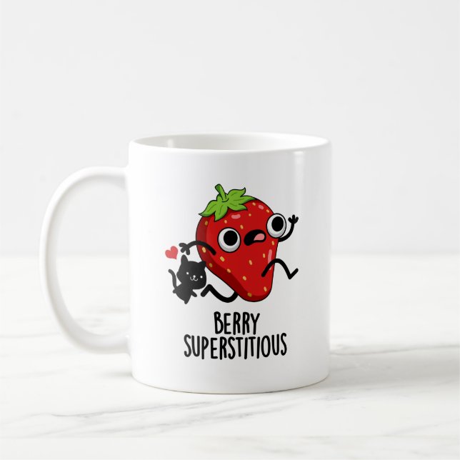 Caneca De Café Berry Superstitious Funny Fruta Pun (Esquerda)