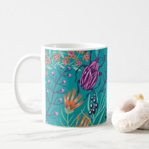 Caneca De Café Besouro Caprichoso & Botânica de Flores Silvestres