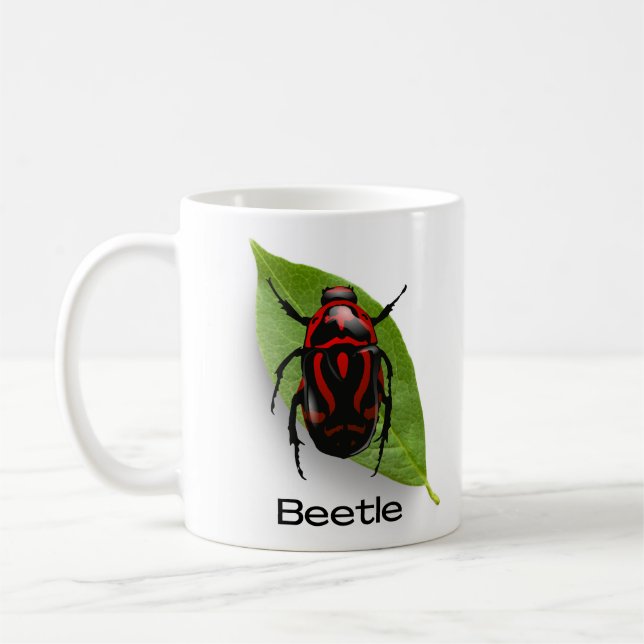 Caneca De Café Besouro em uma folha, inseto (Esquerda)